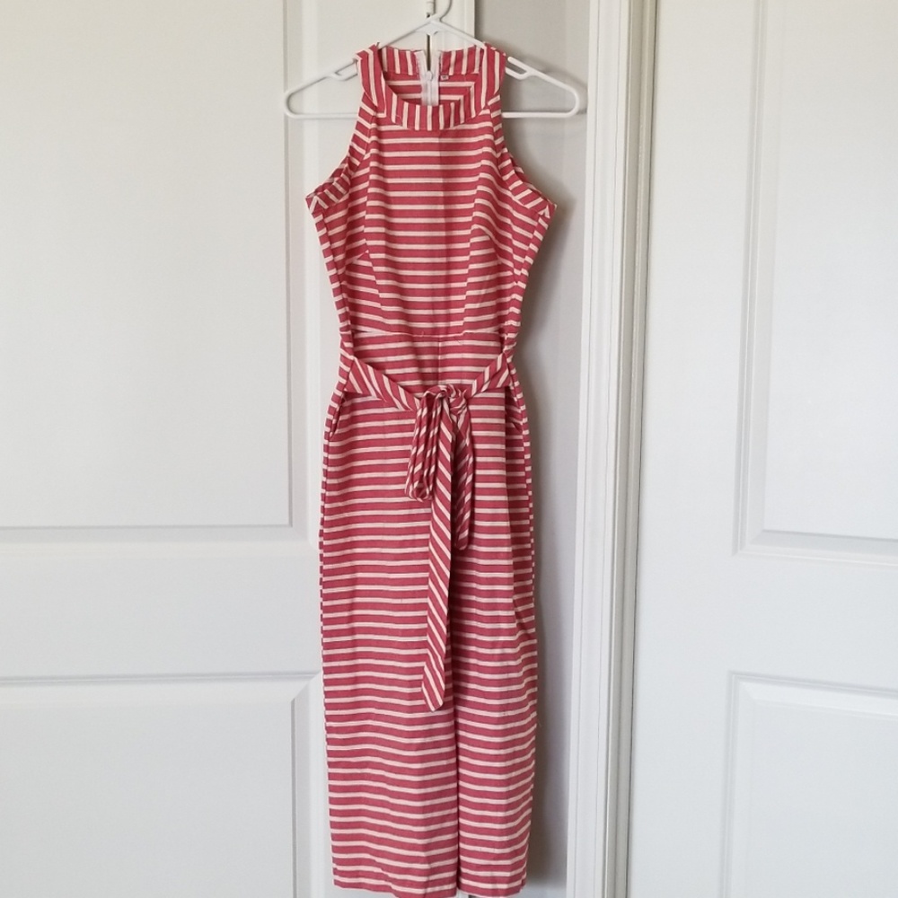 Red and white jumpsuit